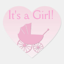 Carro de bebé en sistema rosado de la fiesta de bi pegatina corazón