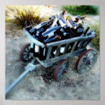 Carro de las botellas de vino poster