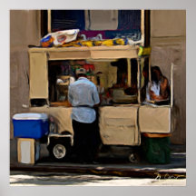 Carro del perrito caliente, NYC Poster
