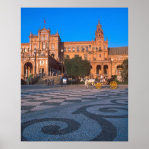 Carro traído por caballo en la plaza de Espana ade Poster