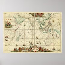 Carta 1690 del mar de Dutch East la India Company Impresiones