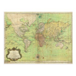 Carta 1778 de Bellin o mapa náutica del mundo Tarjeta Postal