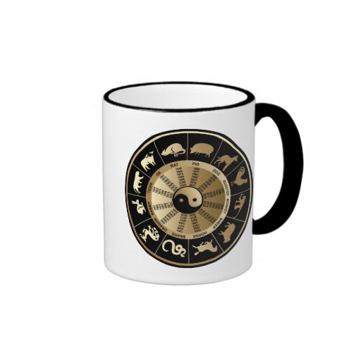 Carta china del zodiaco - año del dragón tazas de café