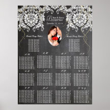 Carta del asiento del boda del damasco de la pizar posters