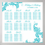 Carta del asiento del boda del pavo real de Paisle Poster