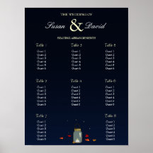 Carta del asiento del boda del roble del tarro de  posters