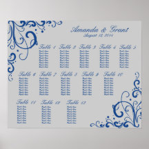 Carta del asiento del Flourish del azul real y de  Impresiones