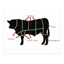 ¡Carta del carnicero de la carne de vaca - carne d Tarjeta Postal