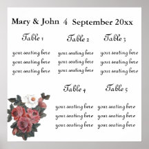 Carta floral del asiento de los "rosas" del boda poster