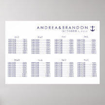 Carta náutica del asiento del boda de la marina de posters