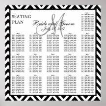 Carta negra 160 del asiento del boda del zigzag de posters