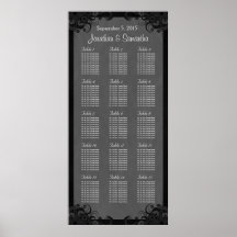 Carta negra del asiento de la tabla del boda del h posters