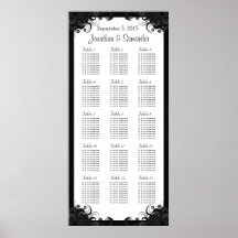 Carta negra del asiento de la tabla del boda del h impresiones