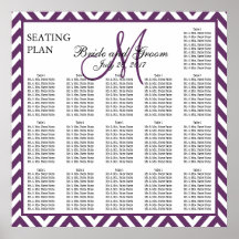 Carta púrpura del asiento del boda del zigzag de C Poster