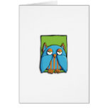 Carta verde del búho azul felicitaciones