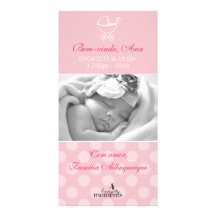Cartão Chegada do Bebê Menina Cartões Com Fotos Personalizados