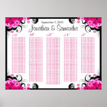 Cartas florales del asiento de la tabla del boda d posters