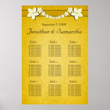 Cartas florales del asiento de la tabla del boda d posters