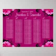Cartas rosadas fucsias del asiento de la tabla del impresiones