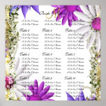 Cartas rosadas púrpuras del asiento del boda posters