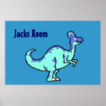 Cartel azul del dormitorio del Corythosaurus de Pe Poster