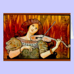 Cartel del vintage del violín de la música de Leco tarjetas