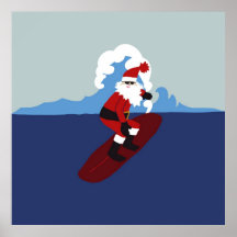 ¡Cartel que practica surf Santa! Impresiones