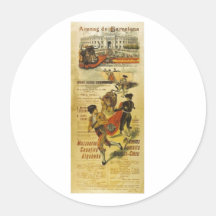 Cártel Toros Barcelona - tauromaquia Matador Etiqueta Redonda