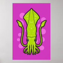 Carteles verdes del calamar poster