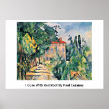 Casa con el tejado rojo de Paul Cezanne Poster