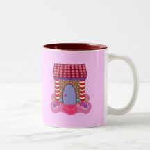 Casa de pan de jengibre del caramelo tazas de café