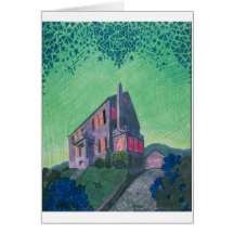 Casa en la salida del sol tarjeta