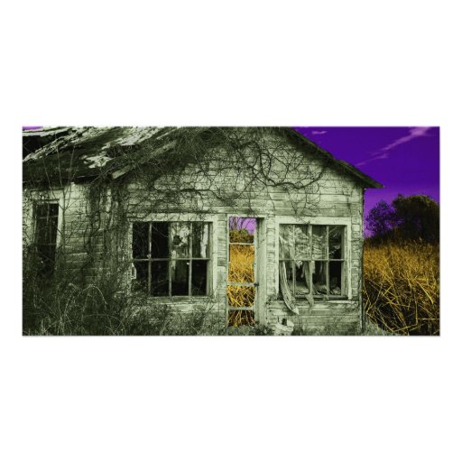 Casa vieja espeluznante tarjeta fotografica  
