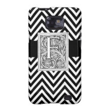 Casamata negra de la galaxia del monograma F Samsu Samsung Galaxy SII Fundas