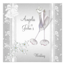 Casando el cordón blanco de plata elegante floral comunicados personales 