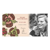 Casando reserva la tarjeta de la foto de las flora tarjetas fotograficas 