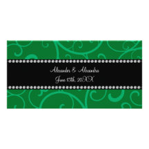 Casar remolinos del verde de los favores tarjetas fotográficas 