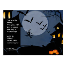 Casas encantadas e invitación de Halloween de la b Postal