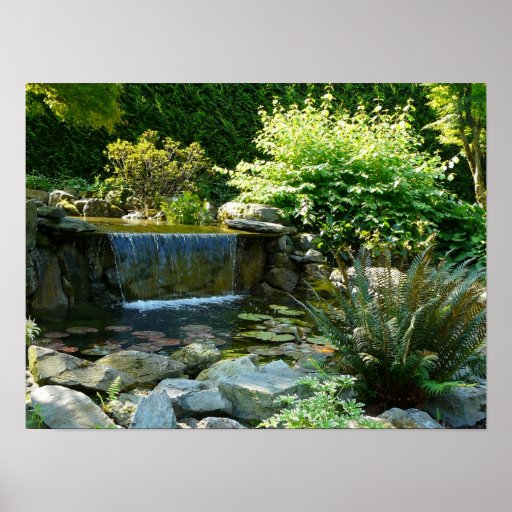 Cascada del jardín del patio trasero posters | Zazzle
