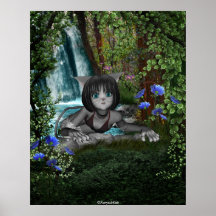 Cascadas 1 del gatito del animado de Cutie Poster