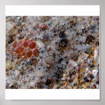 Cáscaras, arena, burbujas posters
