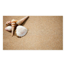 Cáscaras del mar en la playa tarjetas de visita