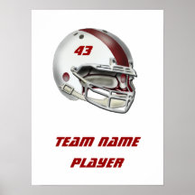 Casco de fútbol americano blanco y marrón poster