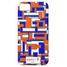 Casco Iphone5 Tejido de Cuero Azul y Anaranjado iPhone 5 Case-Mate Cárcasas