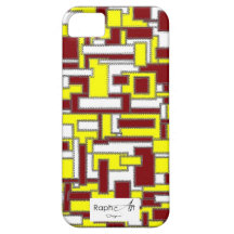 Casco Iphone5 Tejido de Cuero Marrón y Amarillo iPhone 5 Case-Mate Protectores