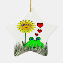 Cáseme girasol y los corazones de la rana ornato