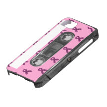Casete de cinta rosado/negro de la conciencia de H iPhone 5 Case-Mate Cobertura