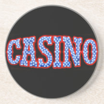 Casino en blanco y azul rojos posavasos diseño
