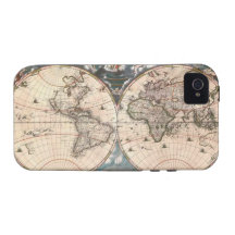 Caso 1664 del iPhone 4 del mapa del mundo del vint iPhone 4/4S Fundas