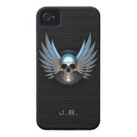 Caso con alas azul del iPhone 4/4S del cráneo iPhone 4 Case-Mate Coberturas